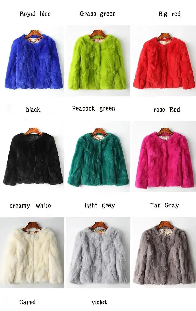 Rabbit Fur Coat - Women's Slim Fit Cardigan, High Waist Long Sleeve Jacket
