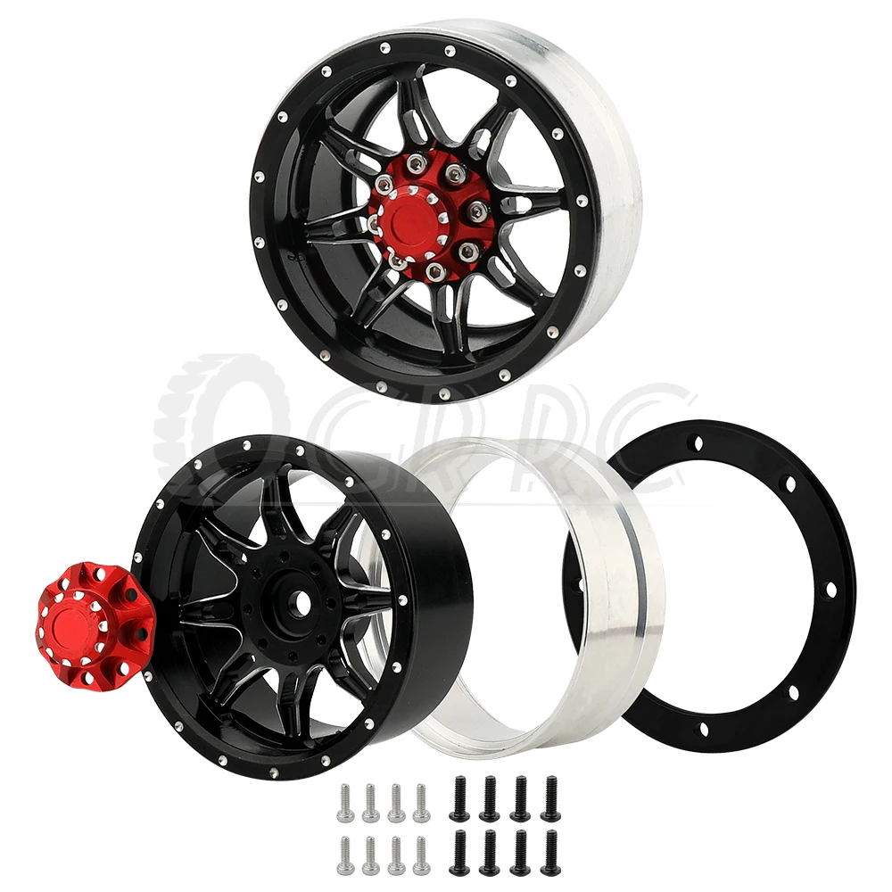 RC-Hub 1.9" Aluminum Beadlock Wheels (4) - For RC Crawlers Like D90, SCX10, CC01, Black & Silver - View #12