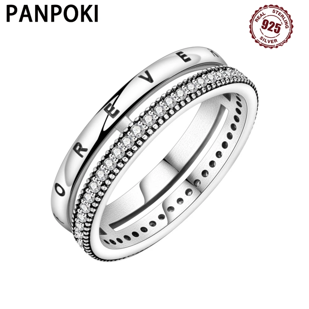 PANPOKI S925 Sterling Silber FÜR IMMER Ewiger Ring Geschlossener Ring Für Frauen Original Fingerring Schmuck Party Feine Trendige Geschenke
