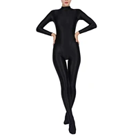 Womens Glossy Full Body Jumpsuit See Through Sheer Catsuits Bodystockings Long Sleeve Footed One Piece Gym Yoga Tights Bodysuit - Image 2
