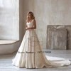Customized Glitter Square Collar Sleeveless Wedding Dresses Empire Stretch Satin Prom Gowns Zipper Back New Sweep Train Vestido 1