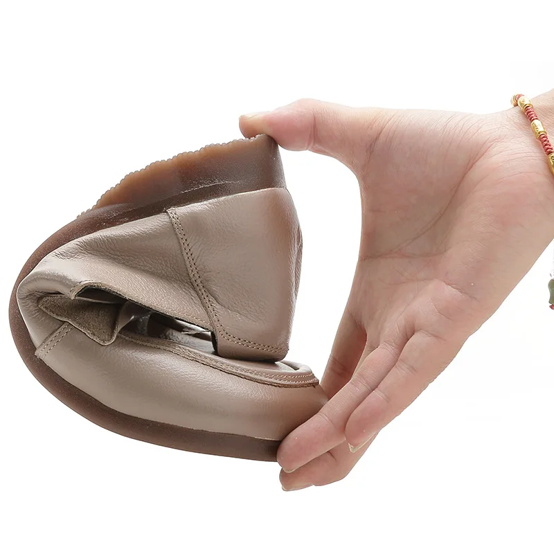 2023 New Women Leather Flat Shoes Concise Comfortable Ladies Work Leather Shoes Soft Sole Female Loafers Retro Woman Flats