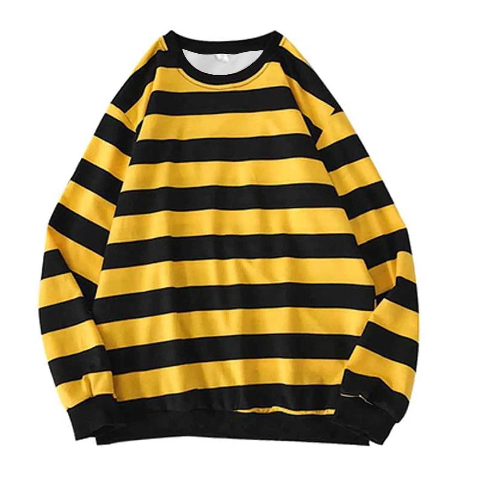 Autumn Winter Women\'s Hoodies Round Neck Stripe Sweatshirt Pullover Tops Long Sleeved Loose Casual Hoodies Sudadera Mujer
