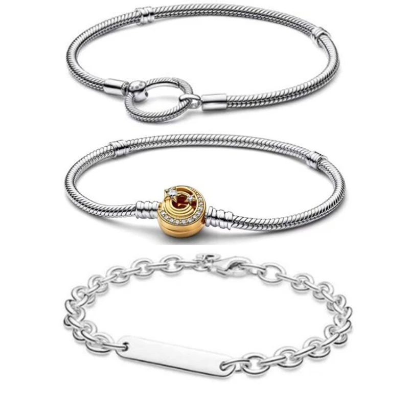 

Deluxe Cubic Zirconia White Copper Bracelet Snake Bone Bracelet T Clasp Two Tone Bracelet Women's Gift Jewellery