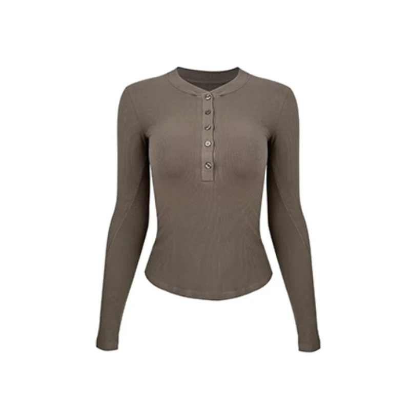 thumbnail image 1 of Henry-Camiseta deportiva ajustada de Modal para mujer, traje de Yoga ajustado de manga larga para correr, camisetas básicas para Fitness, prendas de vestir para correr, 1 of 6