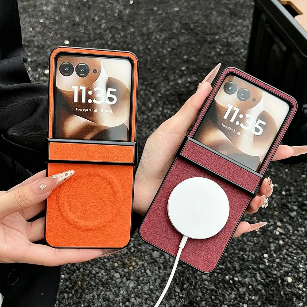 Leather Magnetic Slim Hinge Protective Phone Case
