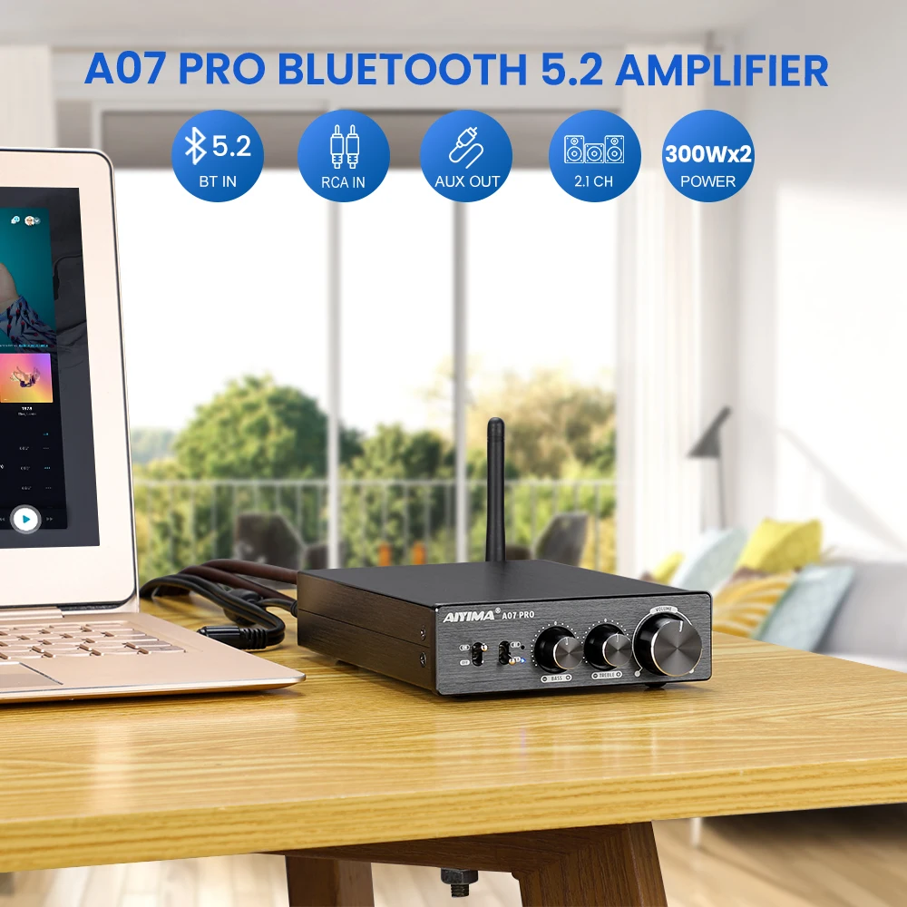 AIYIMA-Amplificateur de puissance Bluetooth, TPA3255, A07, PRO, A07, Amplificateur audio, Haut-parleur stéréo 2.0, Amplificateur HiFi, Amplificateur 300W x 2