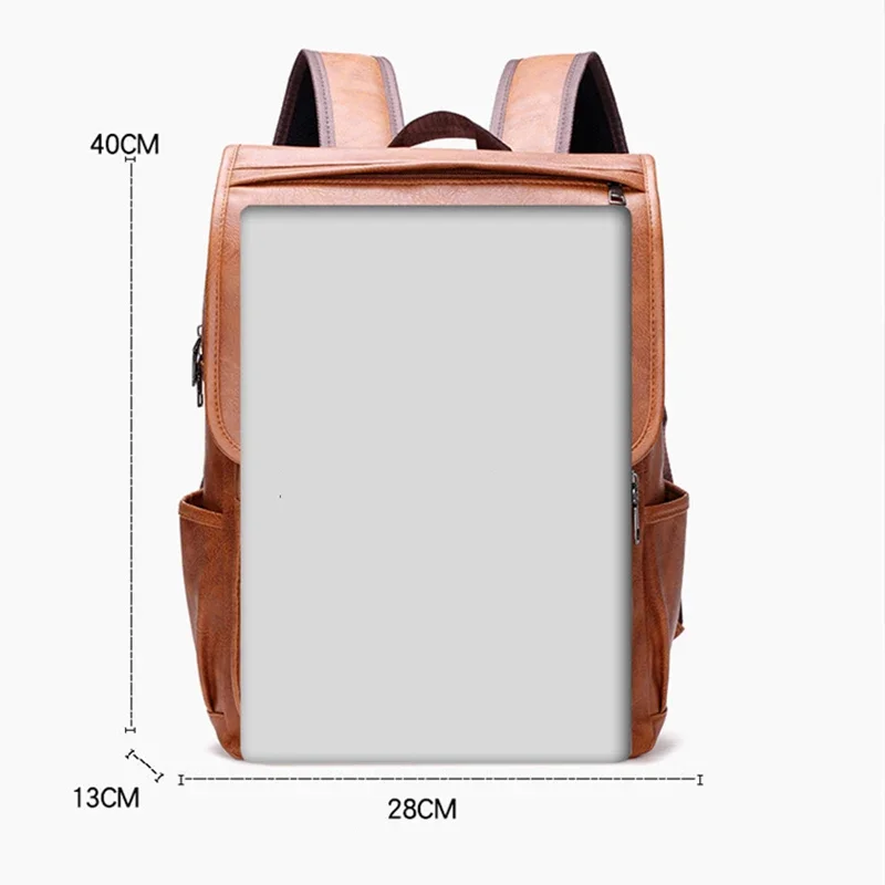 Mens Backpack Large Capacity Vintage PU Leather