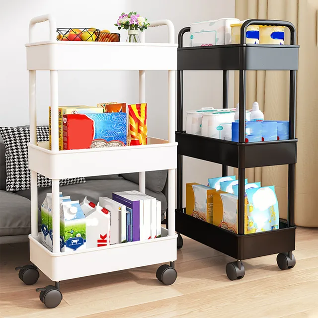 Organize Your Space with the 3-Tier Plastic Organizer Rolling Cart