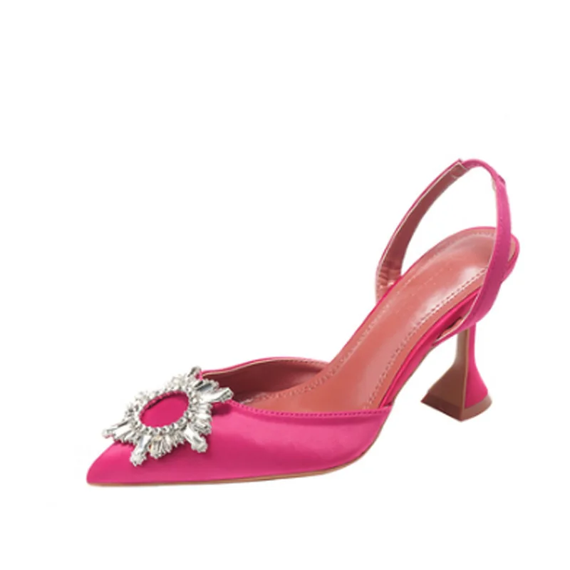 Glitter Rhinestones Women Pumps Runway Style Crystal Bowknot Satin Summer Lady Shoes Genuine Leather High Heels Party Prom Shoes 