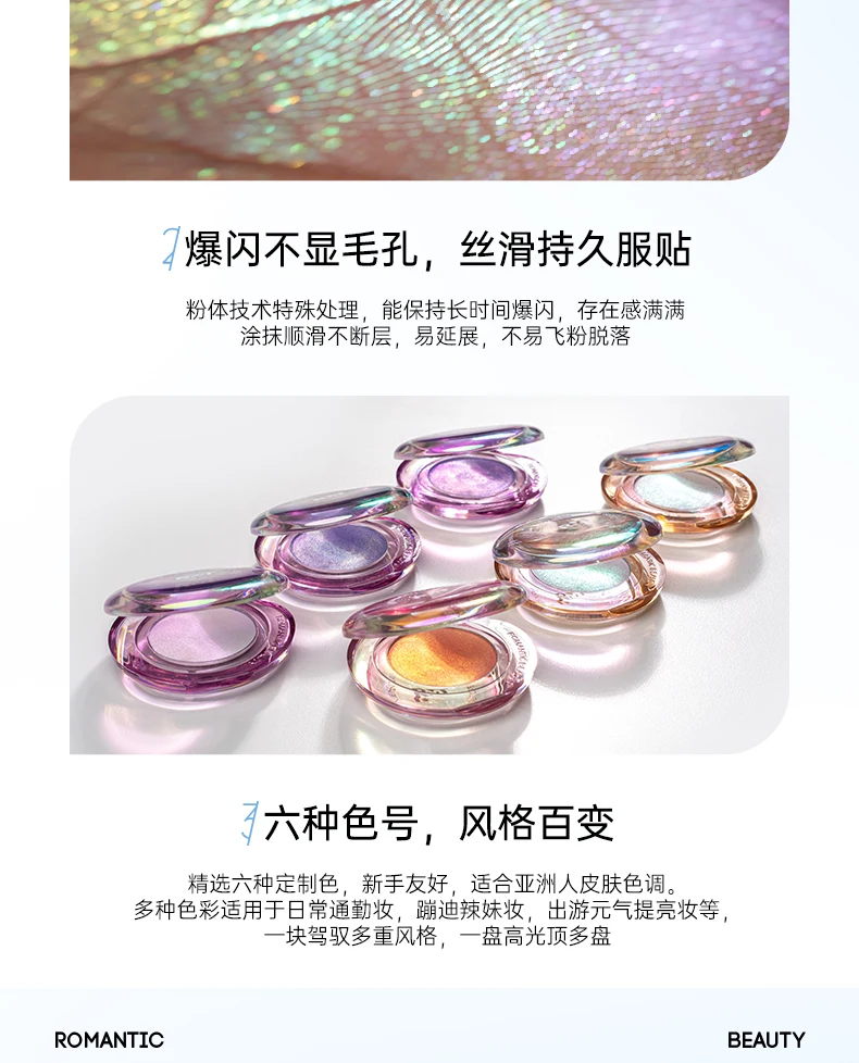 Description Picture 6 of itemRomantic Beauty Iluminador Maquillaje Chameleon Highlighter Eyeshadow Palette High gloss Powder Body and Face Pearl Brightening