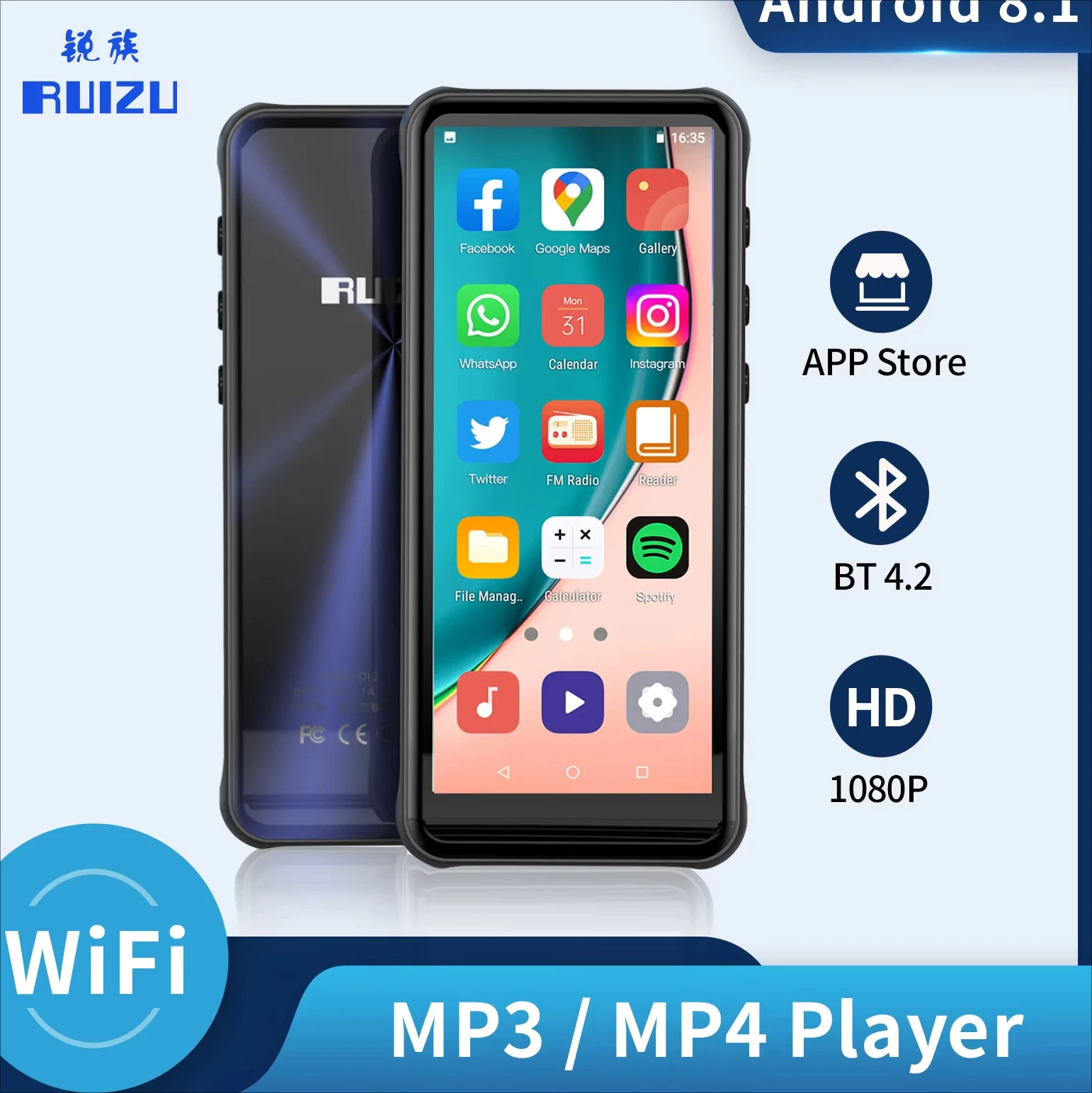 RUIZU 163GB Android MP3プレーヤー Amazon.co.jp: RUIZU 163GB Android MP3プレーヤー WiFi Bluetooth搭載
