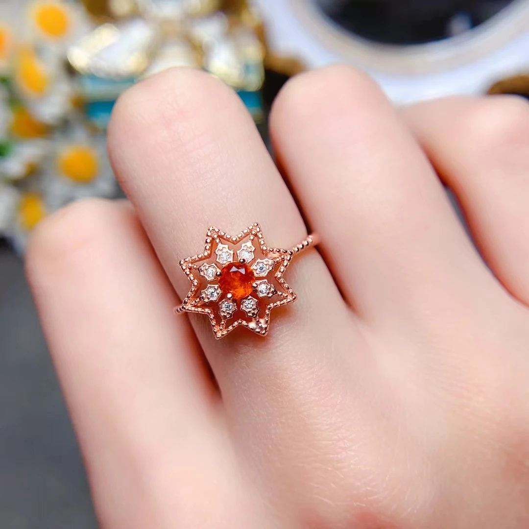

Винтажное кольцо из серебра 925 пробы со звездами, 5 мм, кольцо из натурального граната Fanta для офиса, женское блестящее кольцо с 3-мя слоями 18-каратного золота, запатентованные ювелирные изделия из граната