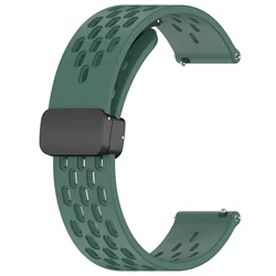 Breathable Magnetic Buckle Strap - Silicone Band for Smartwatches (20/22mm) (Dark Green)