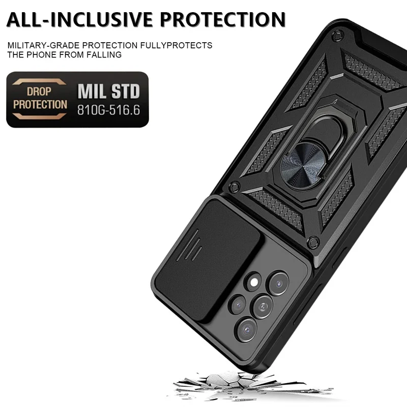 Rugged Military-Grade Protective Phone Case with 360° Kickstand and Camera Cover