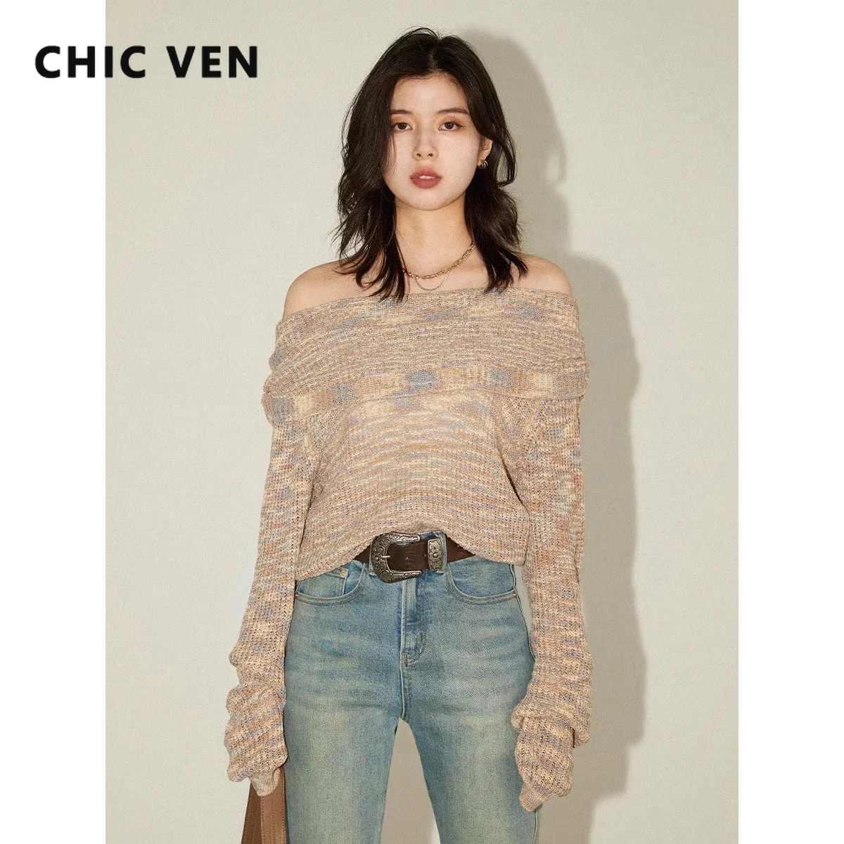 

CHIC VEN Korean Fashion Women Knit Sweater New Vintage Long Sleeve Pullovers Female Jumpers Ladies Coat Spring Autumn 2023