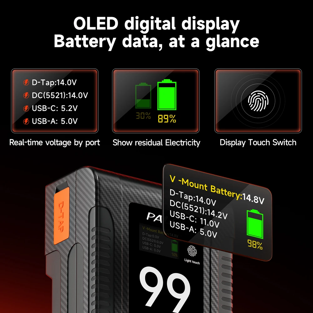 BP-99 V-Lock BP 배터리, BP-199 V 마운트 배터리, C타입 USB 마이크로 포켓 배터리, 카메라 스마트폰 노트북용,  신제품 - AliExpress