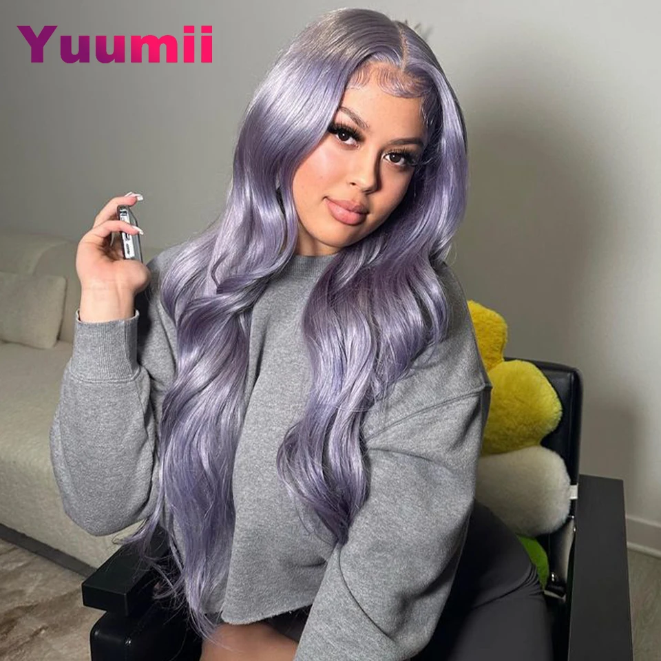 

Colored Purple 13x4 13x6 Body Wave Human Hair Wigs Transparent Pearl Purple Lace Front Wig Pre Plucked for Women Remy Hair Wig