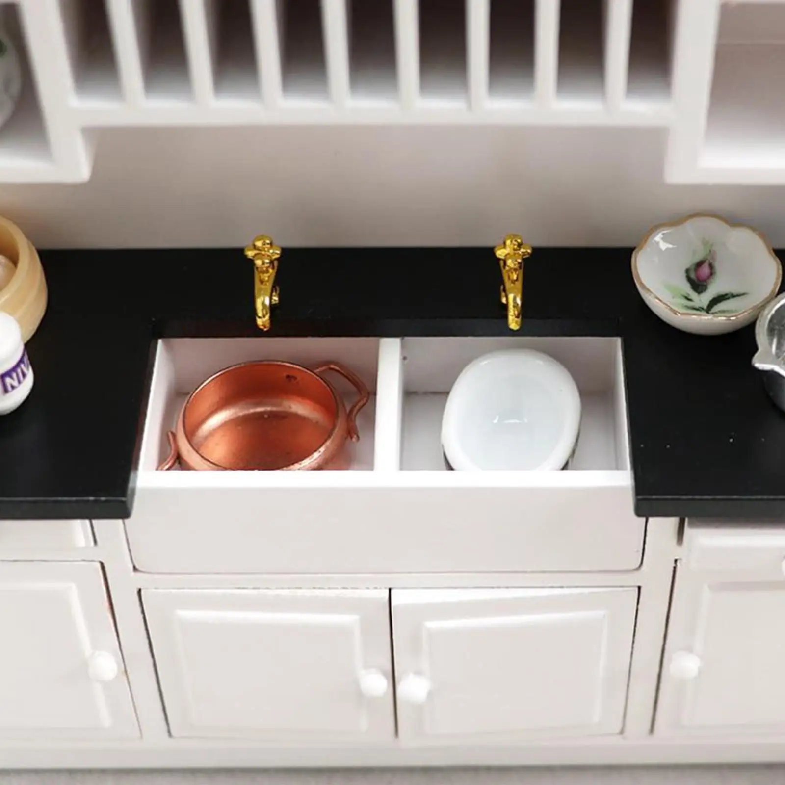 مجموعة أثاث غرفة الطعام وخزانة مطبخ بيت الدمية، ديكور منزلي بنفسك، أثاث بار صغير