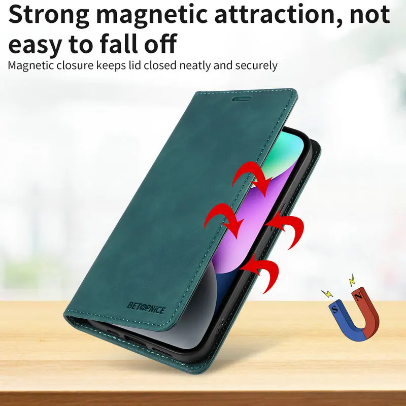 RFID Leather Flip Phone Case - Premium Book Cover