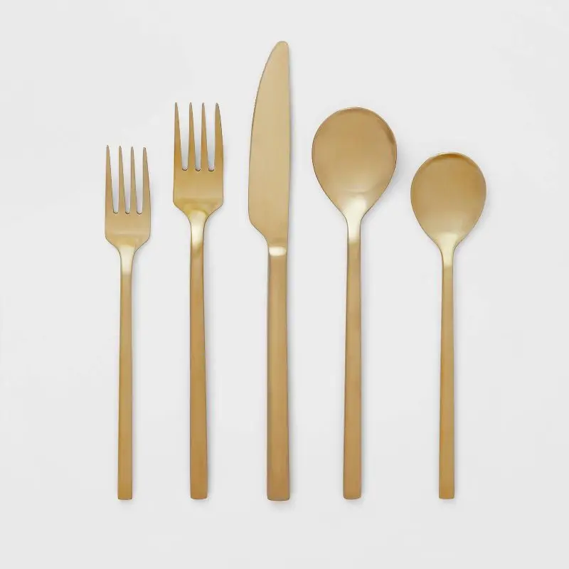 

Champagne 20pc Flatware Set: Service for Four with Knife, Fork, and Spoon