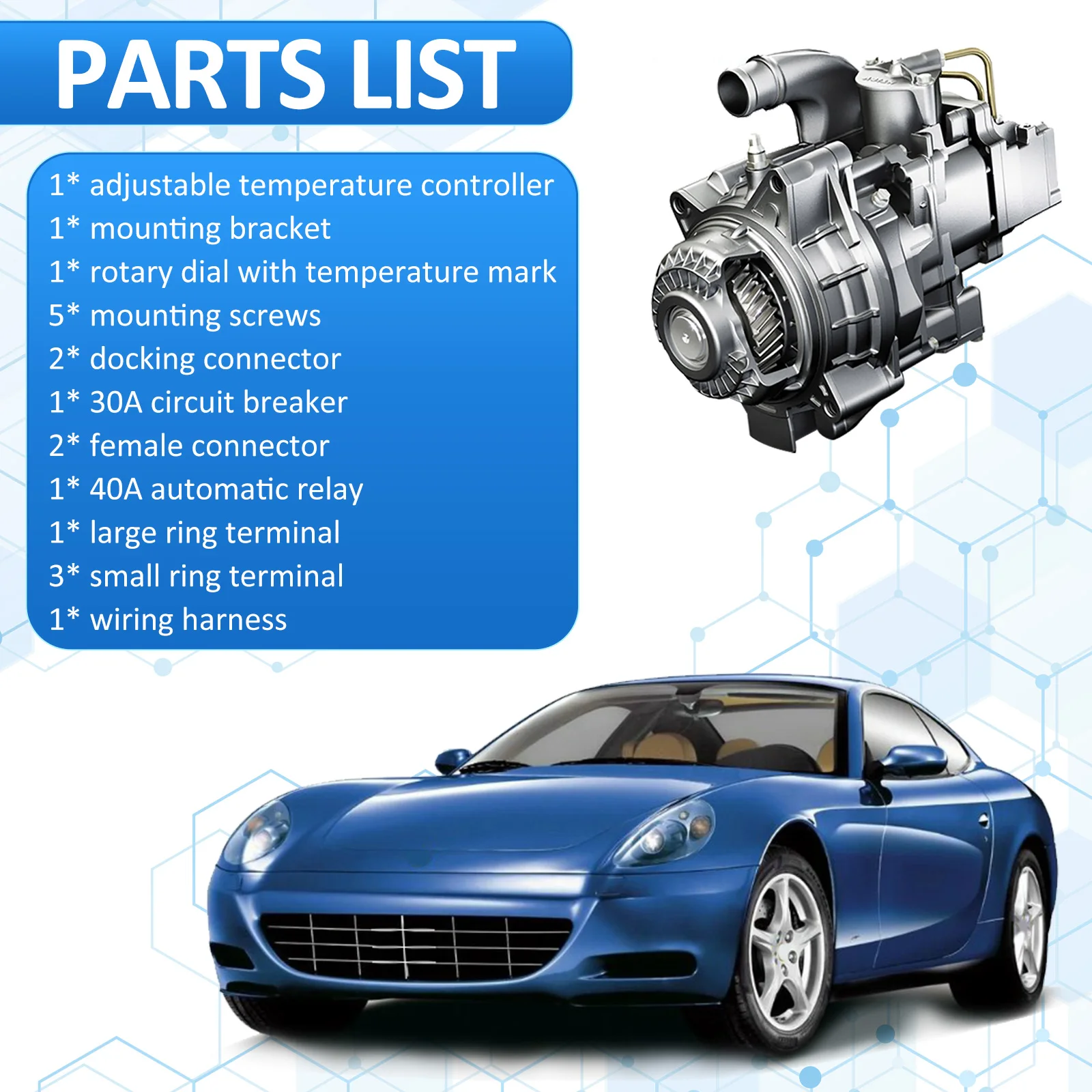 Electric Fan Wiring Kit Electric Fan Relay Kit with Thermostat Radiator Fan Sensor Switch Temperature Sensor Switch Relay Kit