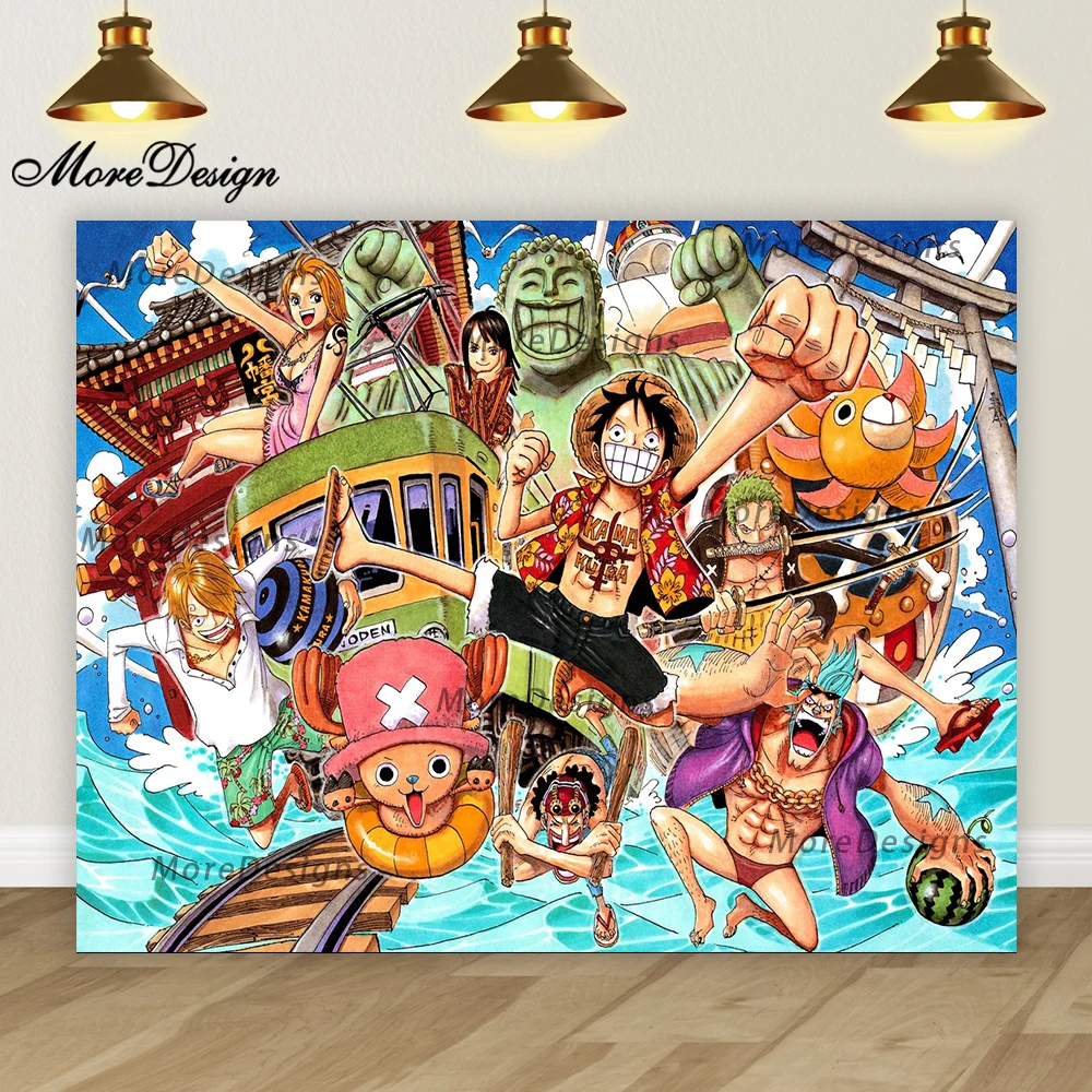 

Фон для фотосъемки с изображением цельного куска, украшение для детской вечеринки, Виниловый фон из полиэстера с изображением горячей крови из аниме, настенный баннер для комнаты Луффи