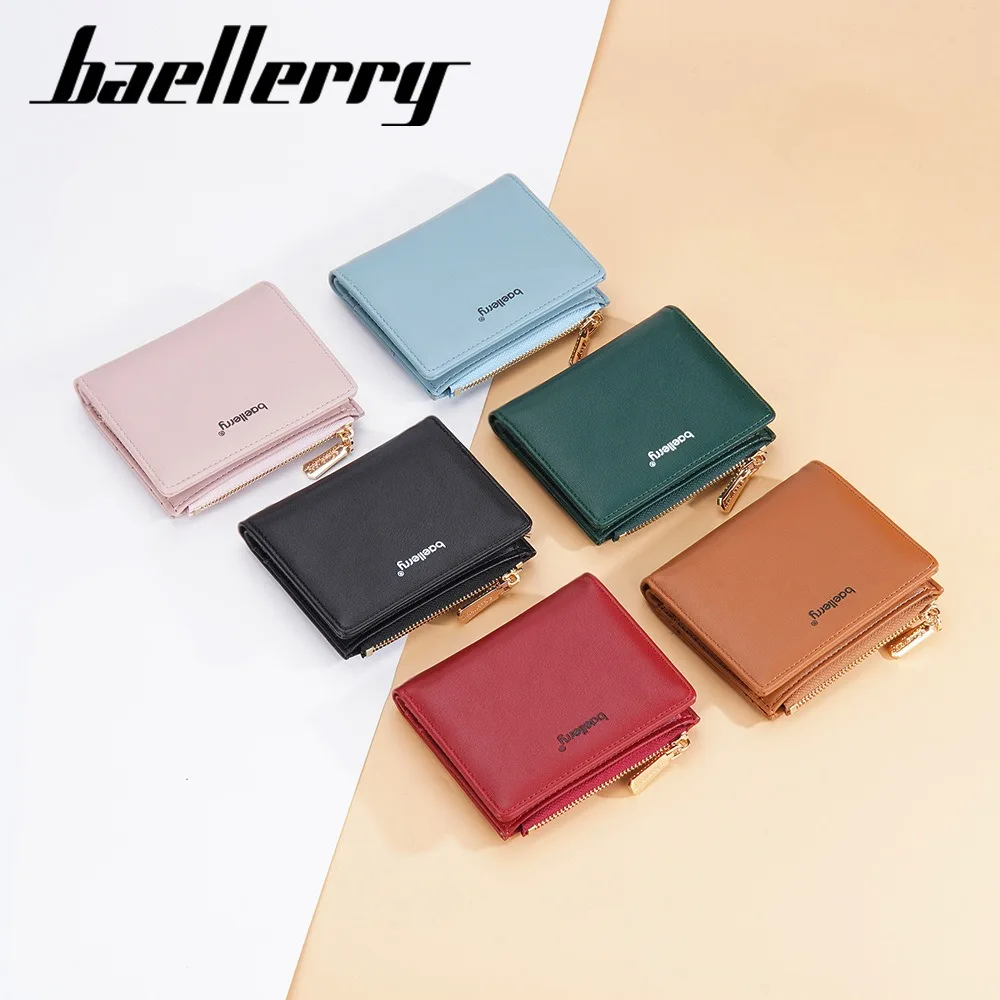 Baellerry Snap Coin Purse Women, Minimalist PU Card Holder with 12 Slots & Zippered Pocket - Slim Front Wallet