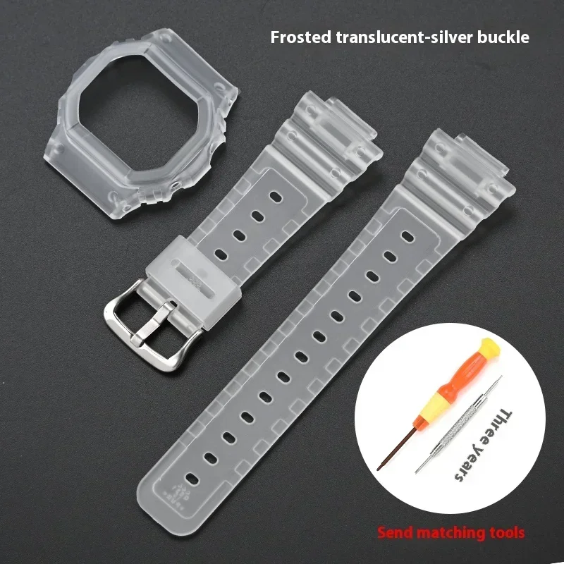 Stylish Resin Rubber Band Watch Case with Protective Bezel and Replaceable Strap