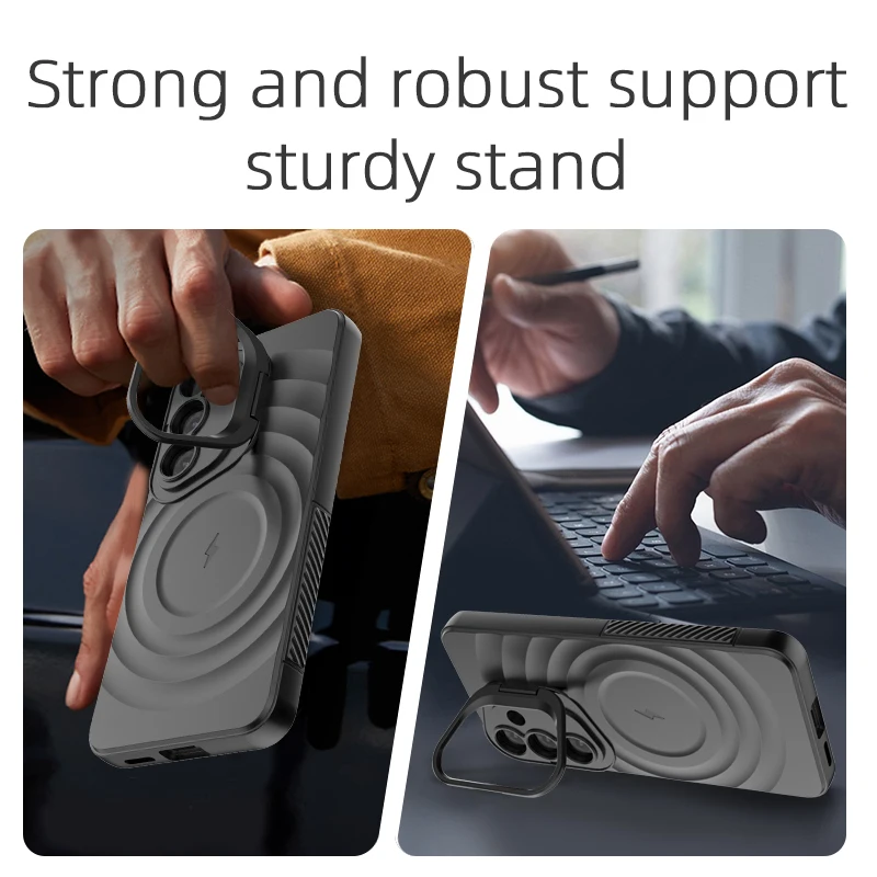 Luxury Magnetic Folding Lens Holder Case with Ripple Design - Matte Soft Cover