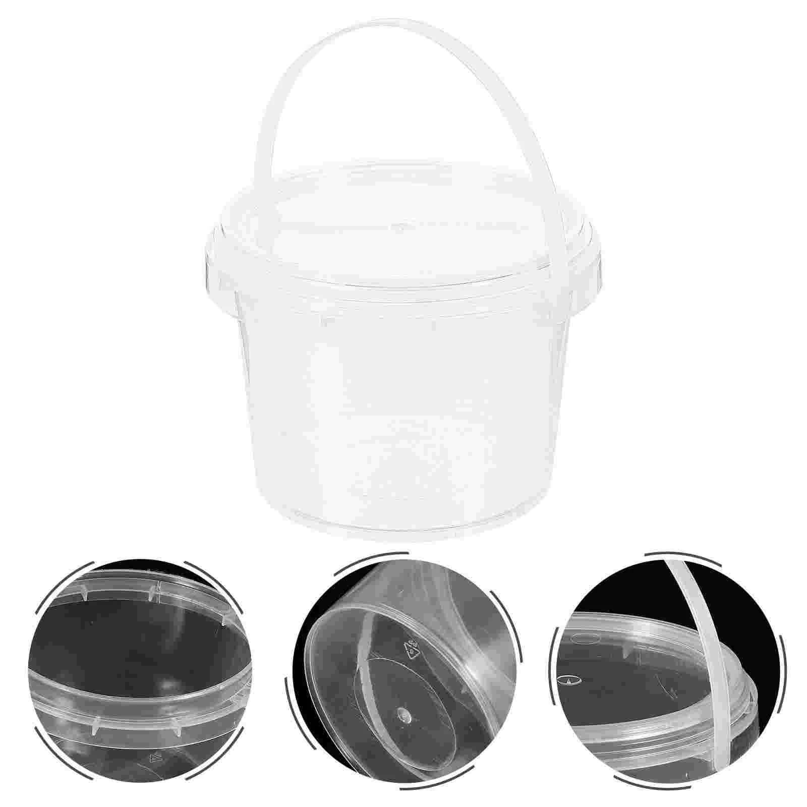 

Bucket Storage Ice Cream Clear Containers Food Buckets Kitchen Cups Grain With Lid Dessert Plastic Canister Cereal Freezer Candy