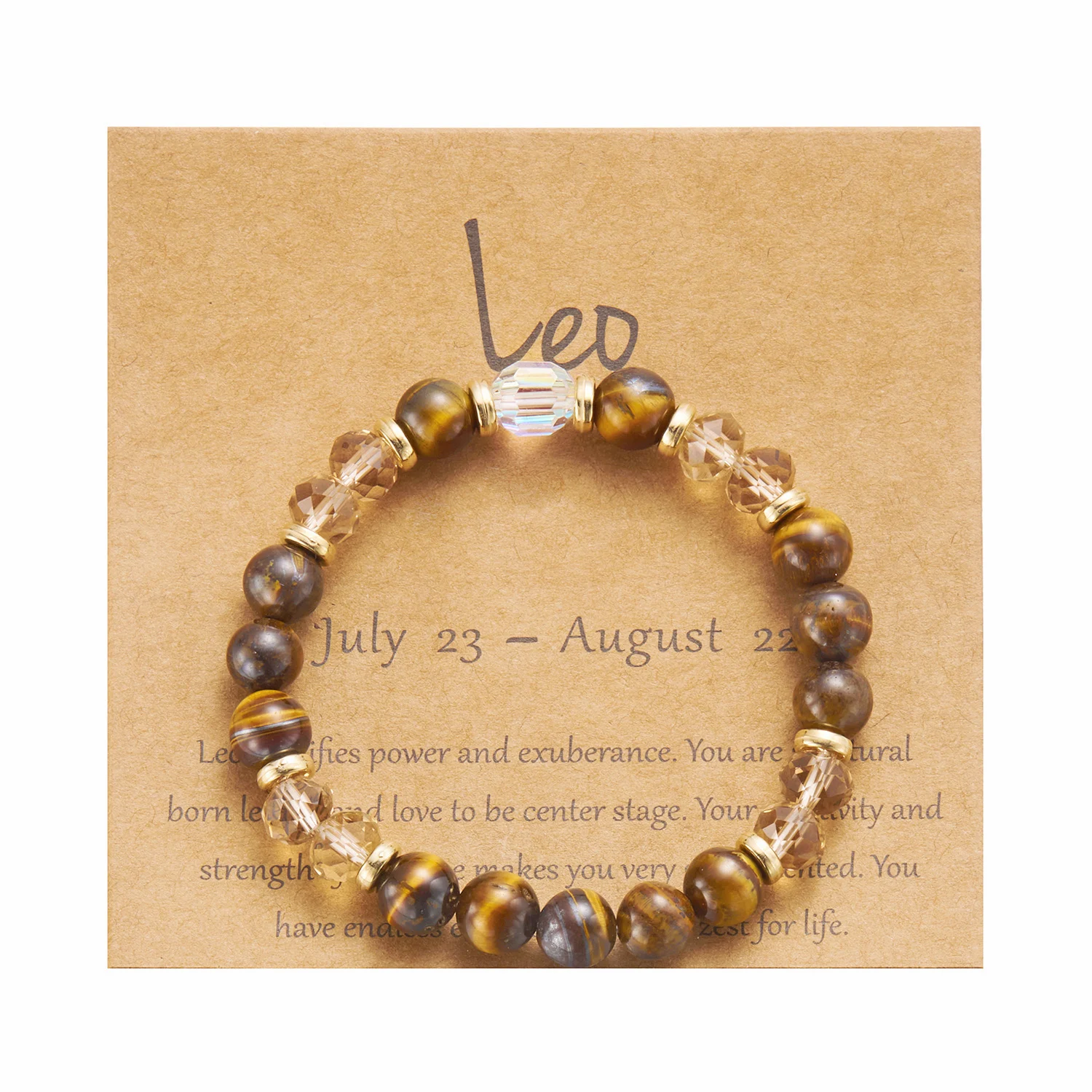 Pulsera Ajustable De Cuero Y Aleación - Signo Zodiaco Leo, Unisex, Color Marrón (20.5 Cm)