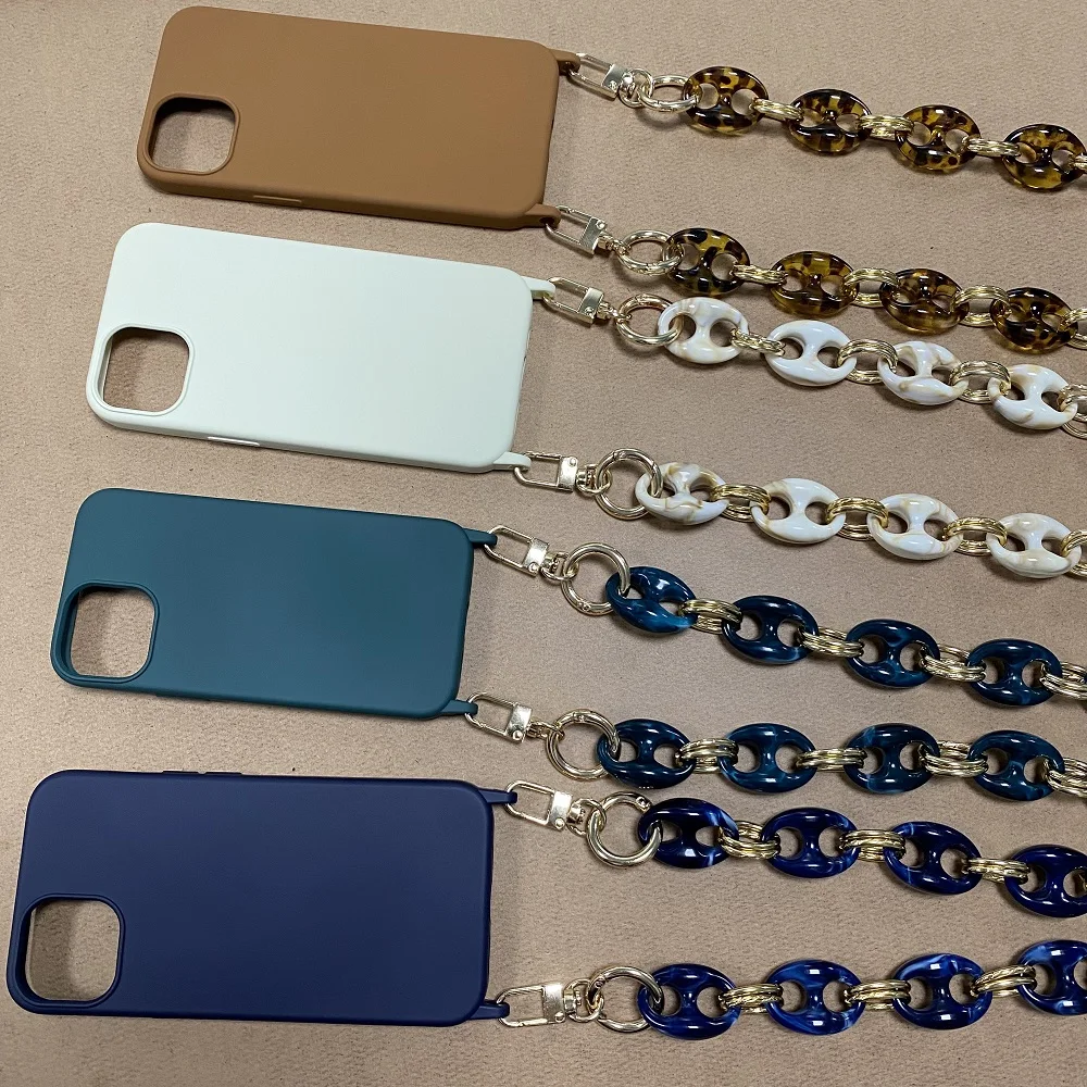 テックアクセサリー Chunky Chain Strap iPhone 12 Case Chunky Chain Phone Strap - Nude | Phone Charm | Coconut Lane