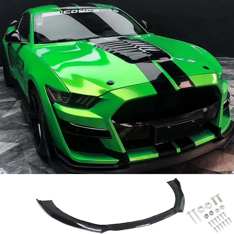 

ForFord для Mustang 2015 2016 2017 3 шт. углеродное волокно внешний вид/Черный Автомобильный передний бампер сплиттер диффузор спойлер бампер обшивка кузова