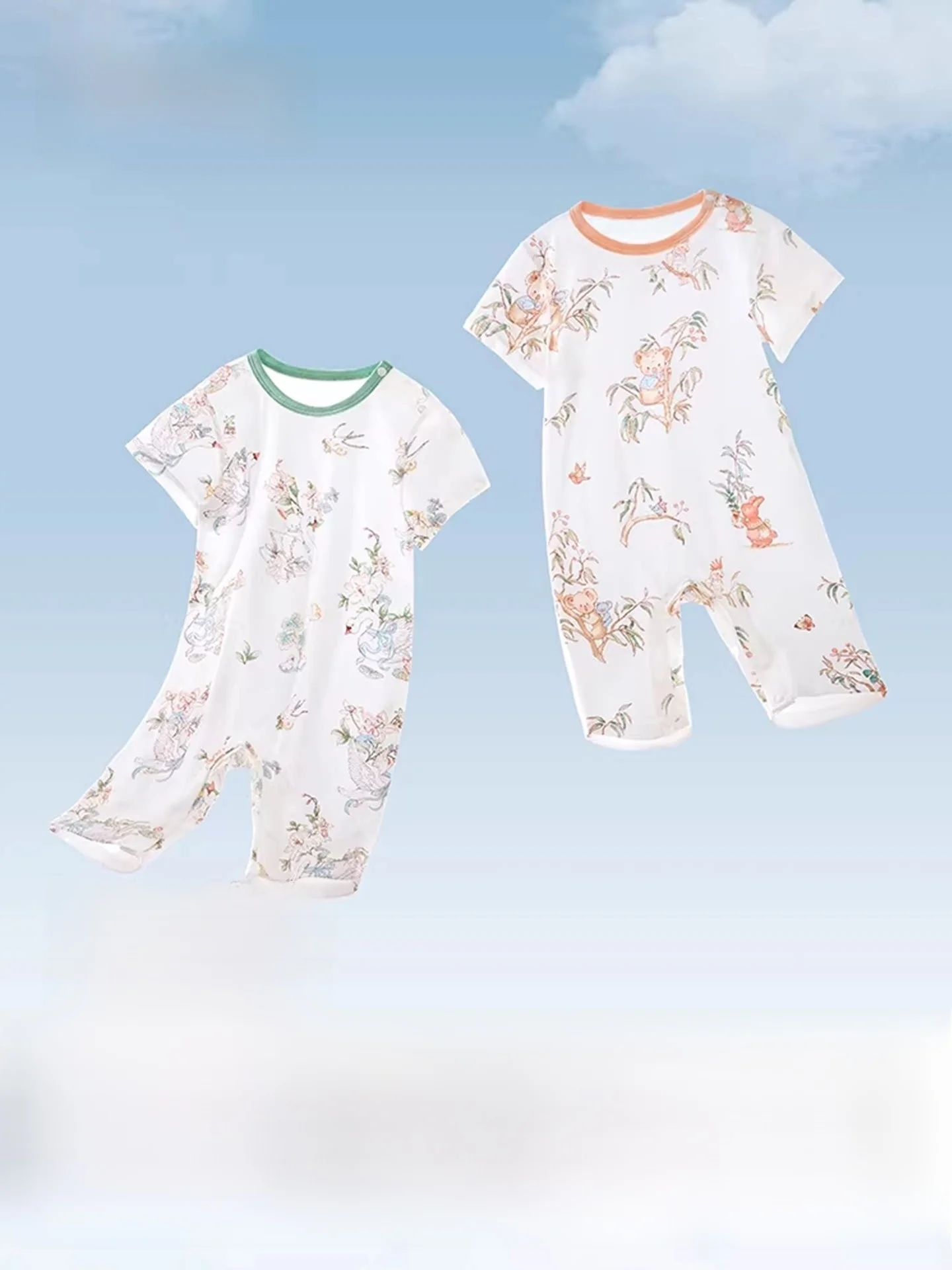 통기성 좋은 순면 아동 수면복 원피스 홈웨어 여름 신상품 등 메쉬 디자인 항균..