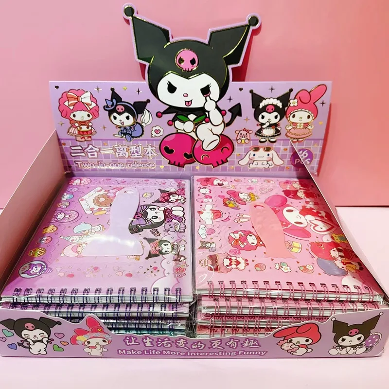 

16/24pcs Sanrio Kuromi Melody Sticker Coil Book Picture Book Diy Ledger Decorative Materials Student Stationery Set Wholesale
