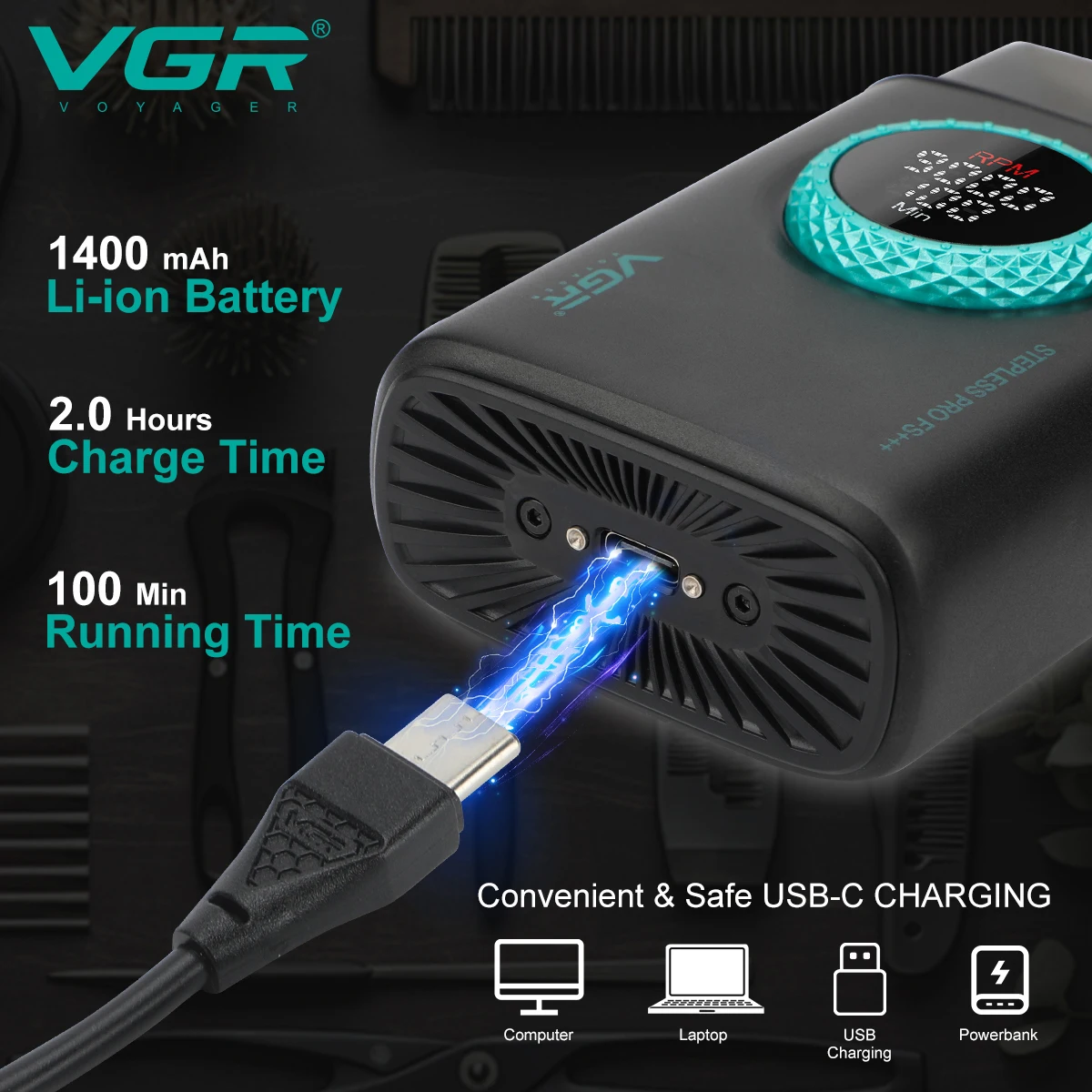 VGR Electric Shaver Rechargeable Shaving Machine Professional Beard Trimmer 9000 RPM Portable Shaver for Men V-378 electric shaver hair trimmer electric razor rotary shaver cordless shaver