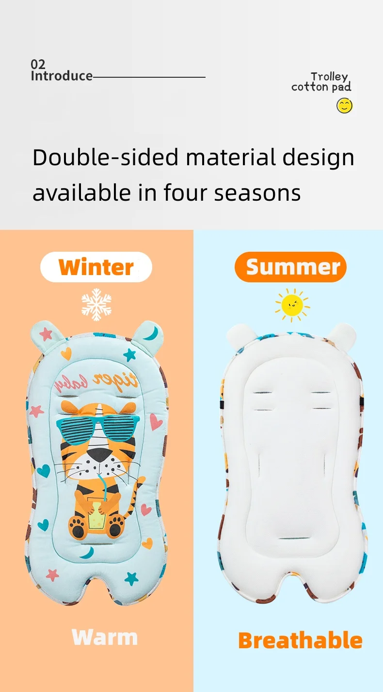 Description Picture 5 of itemBaby Stroller Seat Cushion Kids Cotton Breathable Prams Cart Mat Pushchair Soft Mattress Infant Pad Travel Stroller Accessories
