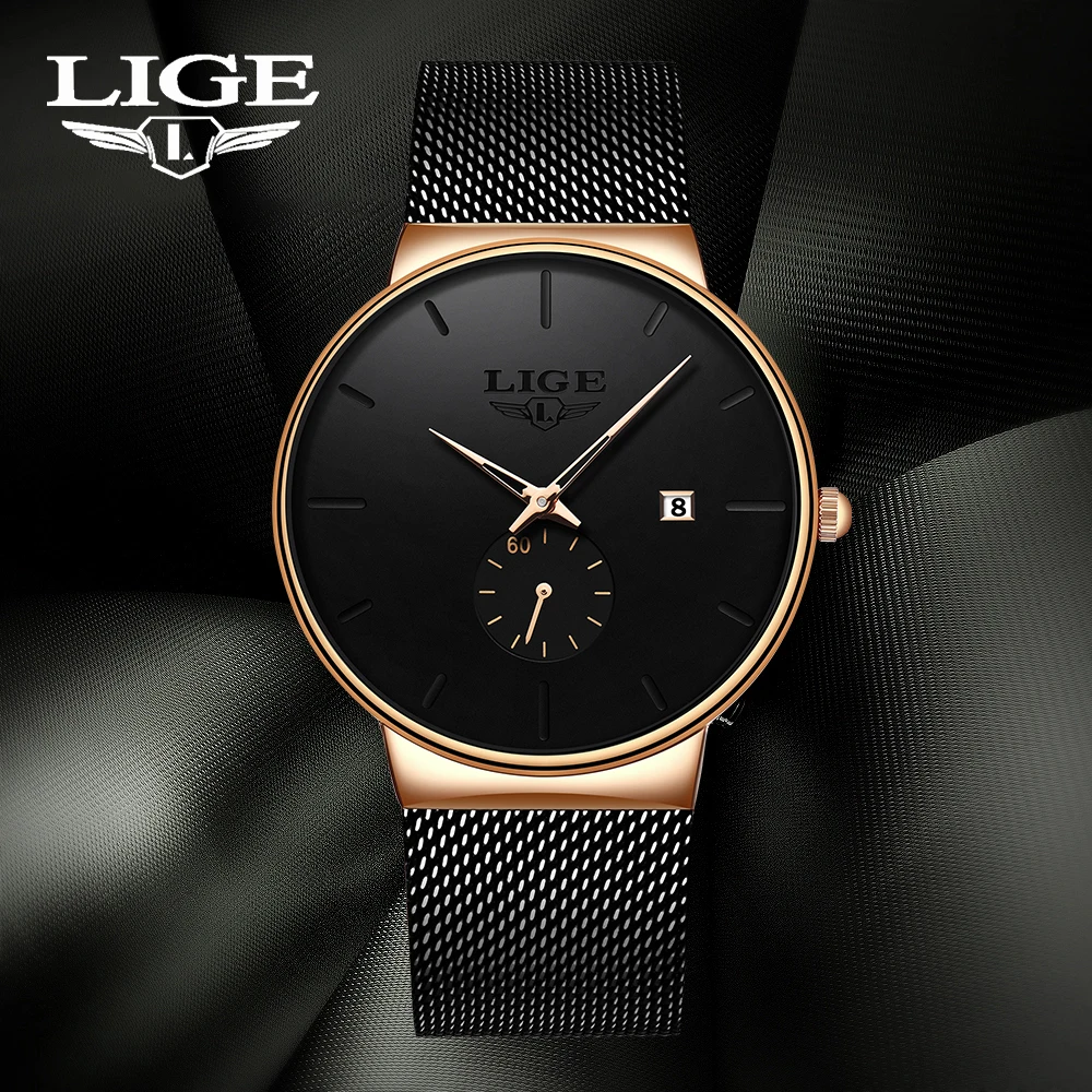 LIGE Simple Ultrathin Fashion Men Quartz Watches Business Watches Materproof Wristwatch Steel Males Clock Relogio Masculino 2024