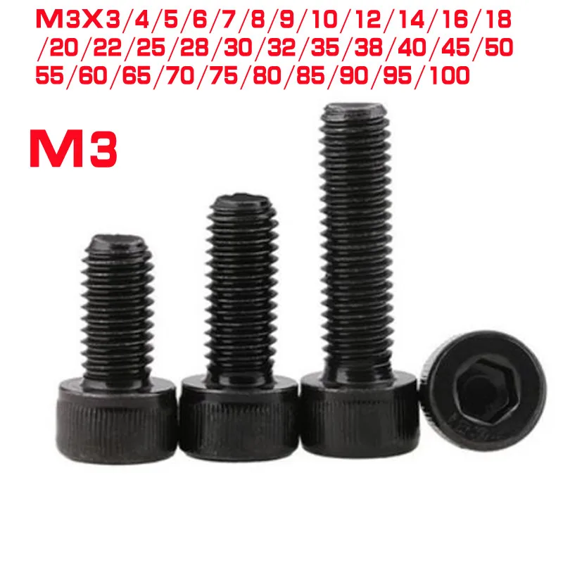 10PCS50pcsallenheadscrewDIN912M33mmto100mmGrade129steel