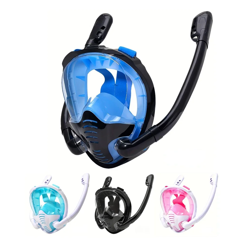 Snorkeling Mask Double Tube Silicone Full Dry Diving Mask Adult Swimming Diving Goggles Self Contained Underwater Breathing