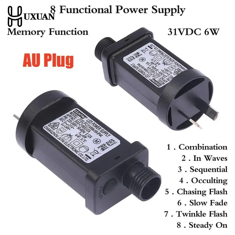 

AC 220V To 31VDC 6W 8 Functional SELV LED Lamp Driver AU Plug Switch Adapter IP44 Waterproof Laser Lighting Europe Power Supply
