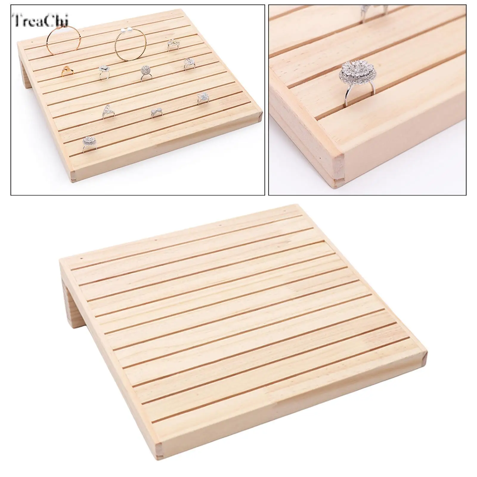 Wooden 10 Rows Ring Display Stand Rings Earrings Selling Earrings Trays Tabletop Home Organizing Rings Holder Jewelry Rack new arrival log ring plate base design wooden 5pcs set popular rings holder jewelry storage jewelry display stand ring rack