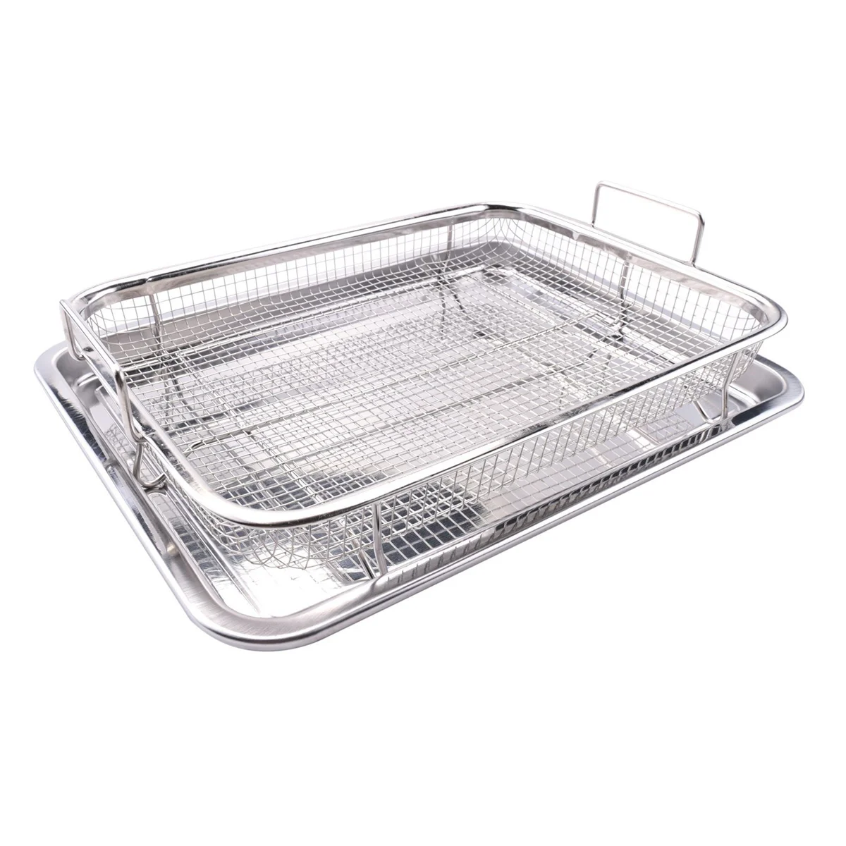 Air Fryer Basket for Oven,Stainless Steel Crisper Tray and Pan, Deluxe Air Fry in Your Oven, 2-Piece Set, for the Grill HOT
