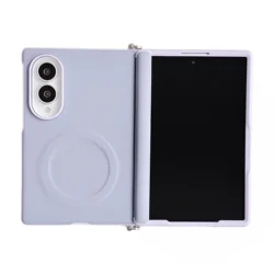 Leather Candy Color Matte Case with Hinge Protection and Shockproof Cover for Galaxy Z Fold 8 Wide (PURPLE)