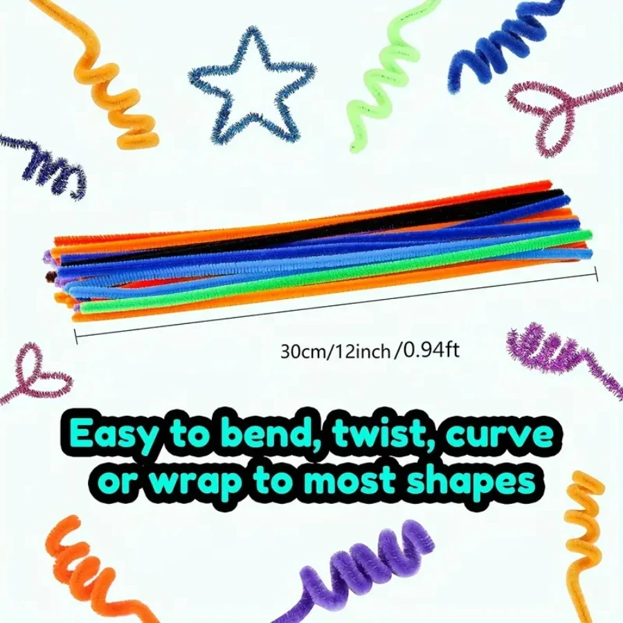 500 Pieces Black Pipe Cleaners Craft Chenille Stems for Kids DIY Art and Craft Projects Decorations