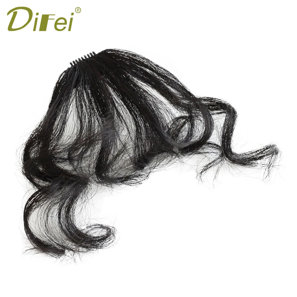 DIFEI 여성용 합성 가발 앞머리 가발, 자연스러운 이마 에어 컬, 페이크 앞머리, 심리스 푹신한 양모 롤 앞머리