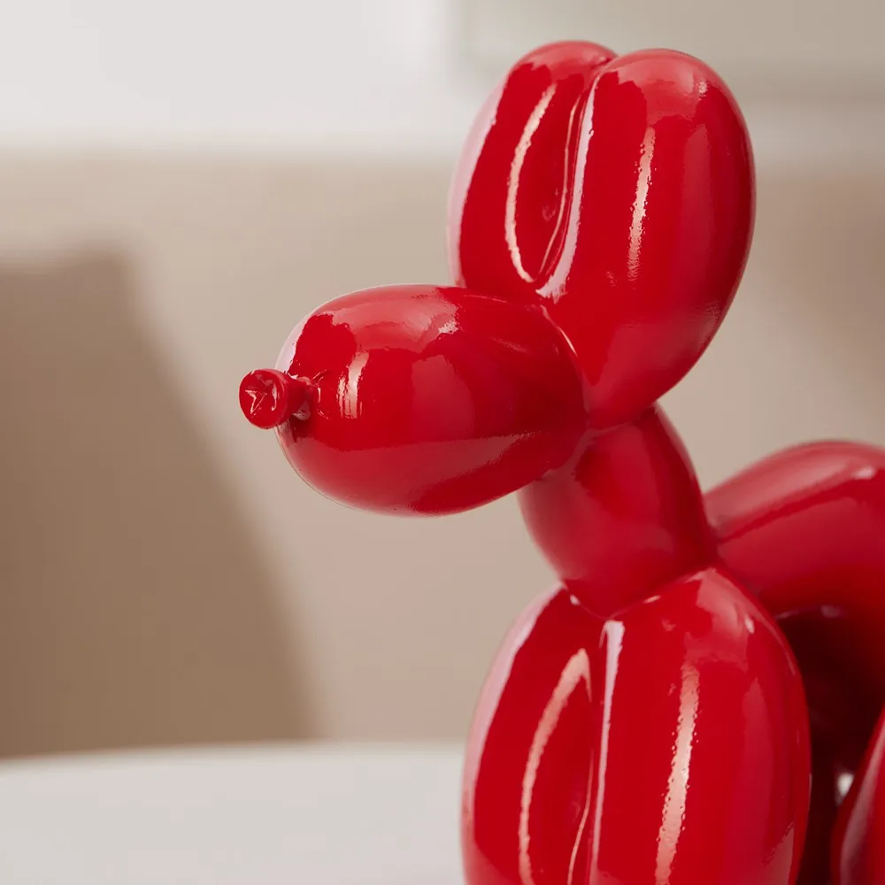 Statue Chien En Ballon Caca Résine Dorée - Déco Moderne Salon, Bureau - Sculpture Humour - 2