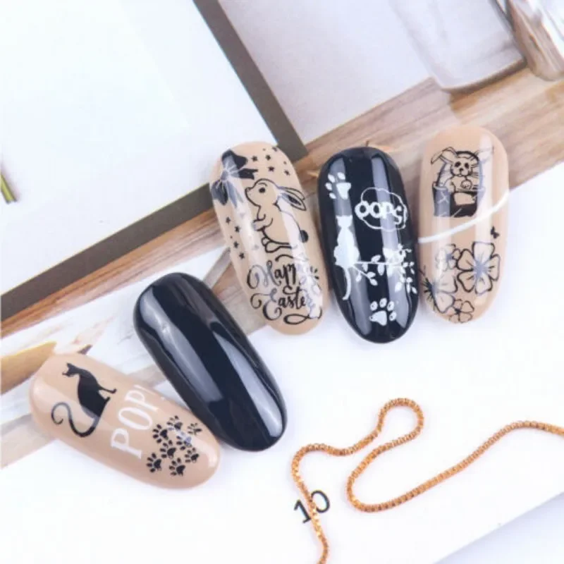 Heallor Nail Printing Plate Flower Leaf Image Template Lace Flower Cat Geometric Animal Template Nail Art Seal DIY Nail Art Temp 6