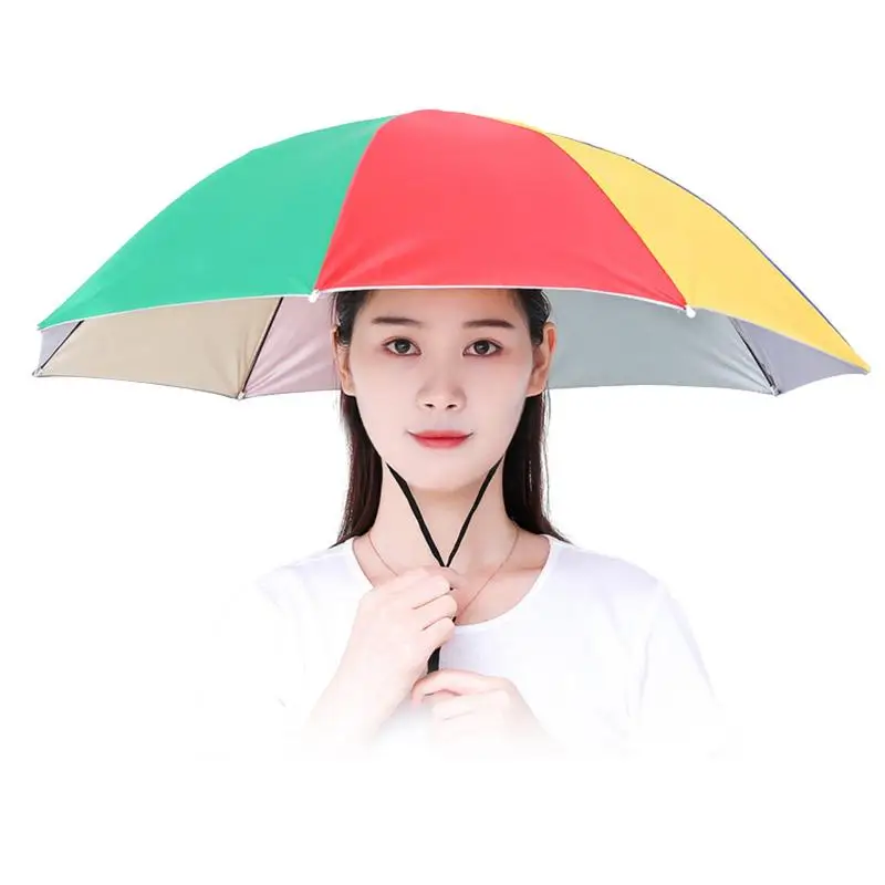 Gorro con paraguas plegable de manos libres, resistente al gorro con paraguas, elástica, compacta, protección contra rayos UV y lluvia, para pesca, Golf y jardinería| | - AliExpress